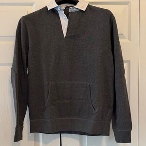 Men's Polo Ralph Lauren Gray Rugby Sweatshirt with Pockets
